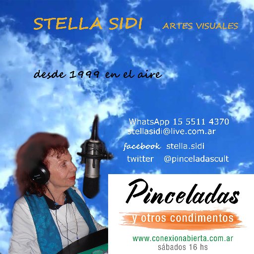 https://t.co/D0dy4hBxHy
sábados de  16:00 a 17:00-  Artes Visuales- Cultura conduce Stella Sidi https://t.co/tLUj7sKDAY Instagram @stella.sidi