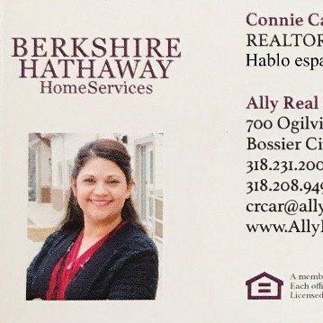 Connie Carrasco, Realtor/Notary Hablo español (318)208-9494 Cell 
connie@allyrealestate.com
(318)231-2000 Ext. 2607 Office
https://t.co/0xPyj32NZJ