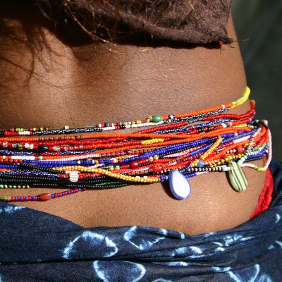 An african tradition. Waistbeads celebrate womanhood, sexuality, femininity, fertility, healing, spirituality and wealth. Any women can wear them!