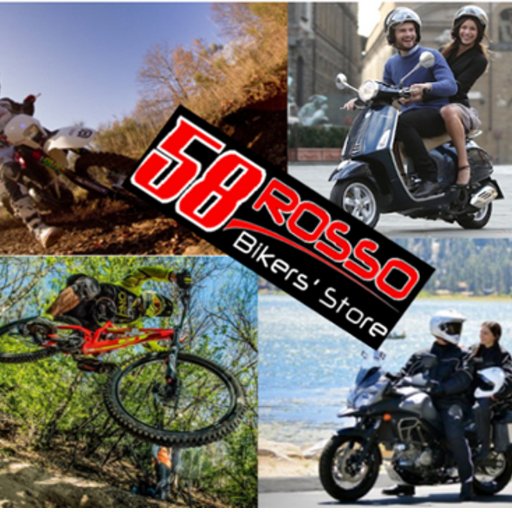 58 Rosso Bikers' Store, tutto per le due ruote: caschi, abbigliamento, accessori per moto, scooter e bici. Assistenza, tagliando, gomme, revisione.