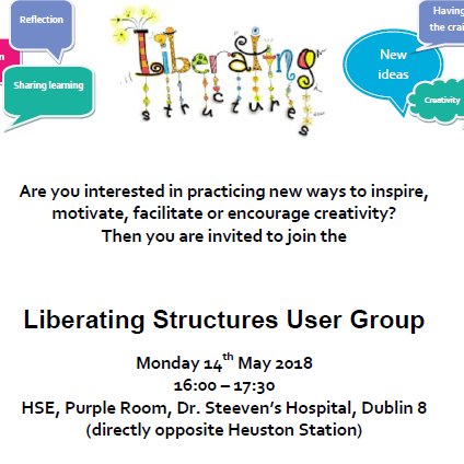 Sharing our 💗 for ⬆️ engagement, teamwork, innovation, strategic planning & QI via #liberatingstructures Ireland. Inspired by creators https://t.co/ZMSUUOtXpM