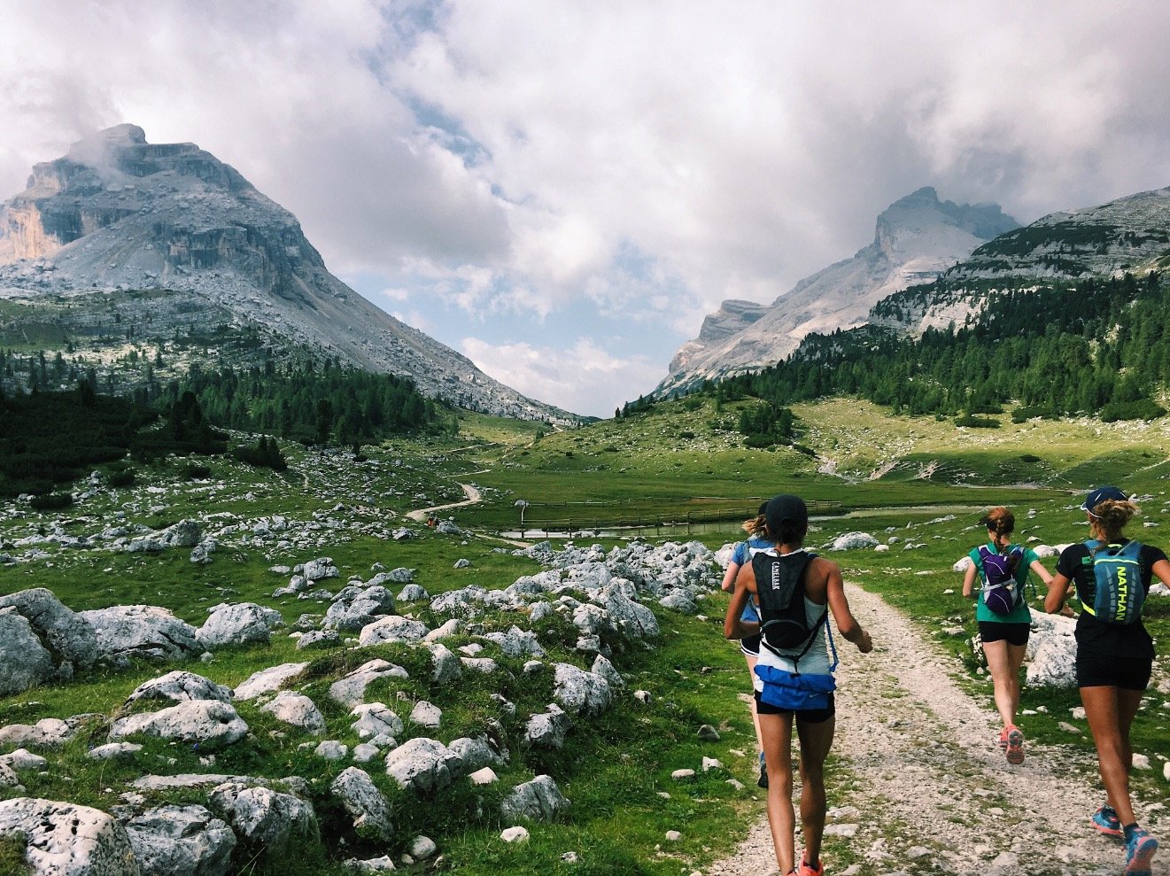 Running retreat + adventures hut to hut in the Italian Dolomites, Chamonix's Mont Blanc, Patagonia, and more.