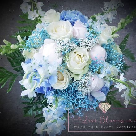 Love Blooms Wedding & Event Services provides beautiful fresh and faux bouquets and floral arrangements, Venue styling, dancefloors & photobooth
