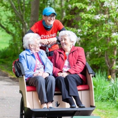 Giving the ‘wind in the hair experience’ with trishaw rides for senior adults in the Peebles area.