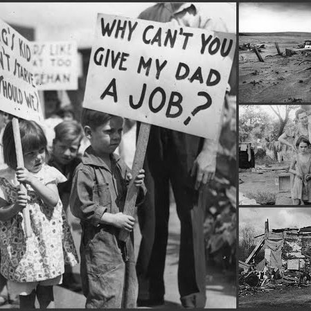 The great depression caused by the stock market crash.
1929-1939