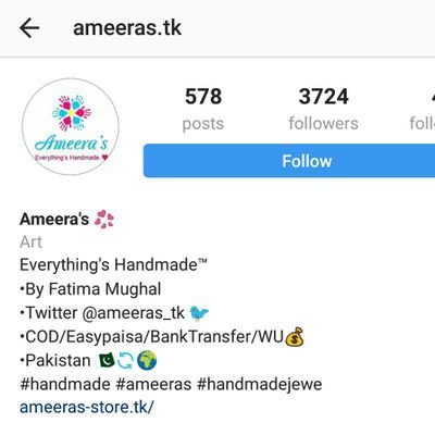 Everything's Handmade..👐
Instagram: @ameeras.tk
+923037852051