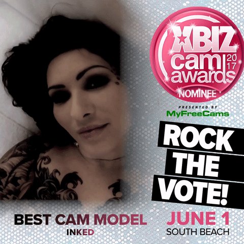 Make sure you vote for me @XBIZ @XBIZLeah #XBIZCamAwards  #INKEDCamModel #RockTheVote https://t.co/nBn50ns9w5