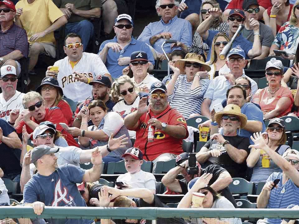 Walrus python. Болельщики. Бейсбольная бита в лицо. Зрители на трибунах. Лети бит.