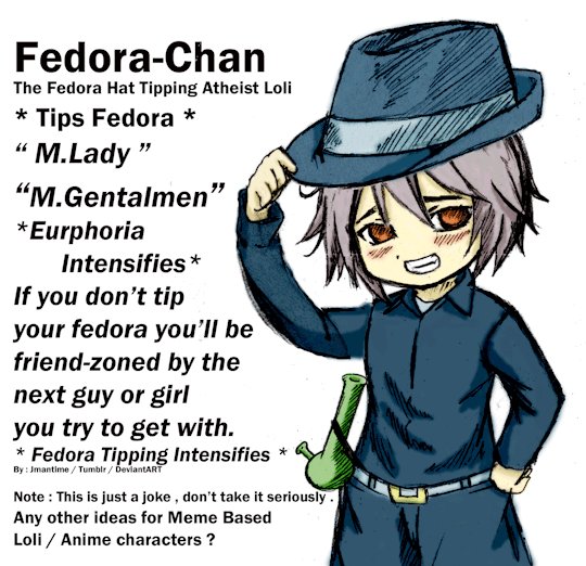 Jmantime on X: "Fedora-Chan - She tips her Fedora to you - lol , imma an  atheist , so i basically parodied myself lol #anime #gif #animation #Tips # fedora https://t.co/U24YdGfGIw" / X