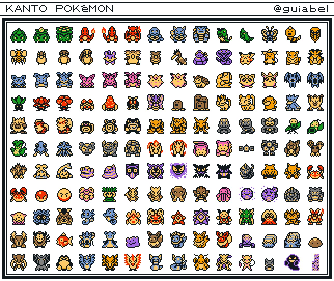 Gui Abel on X: Finally! My Kanto Pokédex is complete! #pokemon #pixelart  #gameboy  / X