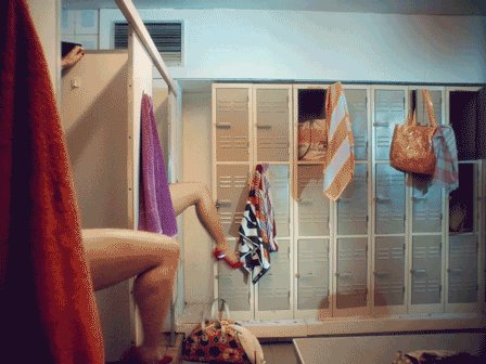 It's saying something about the crowding in the gym when you find a woman doing her workout in the changing room...