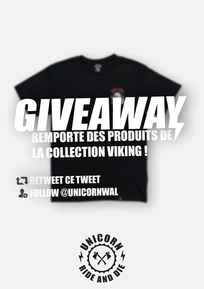 🎁 #GIVEAWAY : COLLECTION VIKING !
Remporte un T-SHIRT, un RAGLAN, un SWEAT et une VESTE au choix !
Pour participer :
▪️Retweet ce post
▪️Follow @UnicornWal
Tirage au sort le 30 Mars !
🛒 La collection est disponible à l’achat : https://www.unicornwearelegends.com/fr/41-viking
Bonne chance à tous !⚡