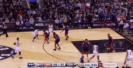 (2/2) Next possession, Russ blocks OG at the rim, leading to a PG transition 3. Thunder lead from 5 to 10. Huge swing. This team thrives in transition, so they better try on defense.