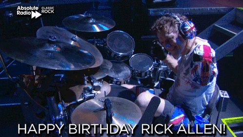 Happy fifty-sixth birthday to T Rick Allen, of Def Leppard! Guitar, drums, load up, stun! 