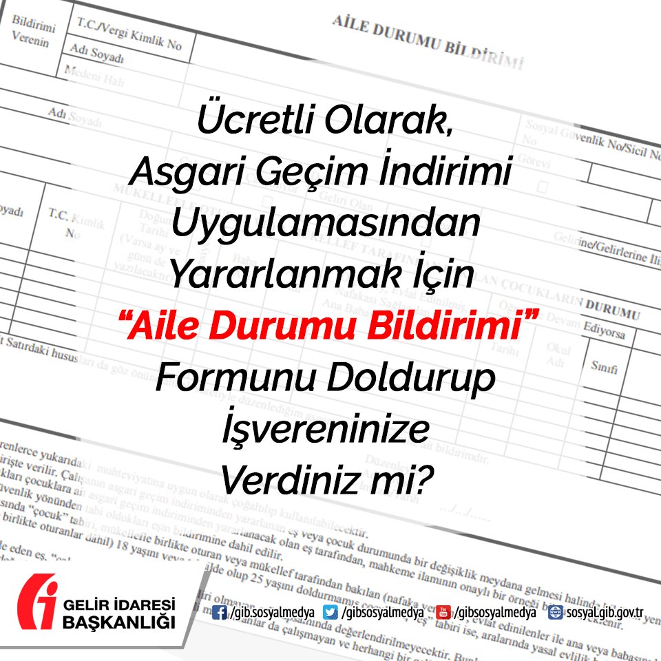 O Xrhsths Gelir Idaresi Baskanligi Sto Twitter Aile Durumu Bildirim Formu Https T Co Itihkpg8wu