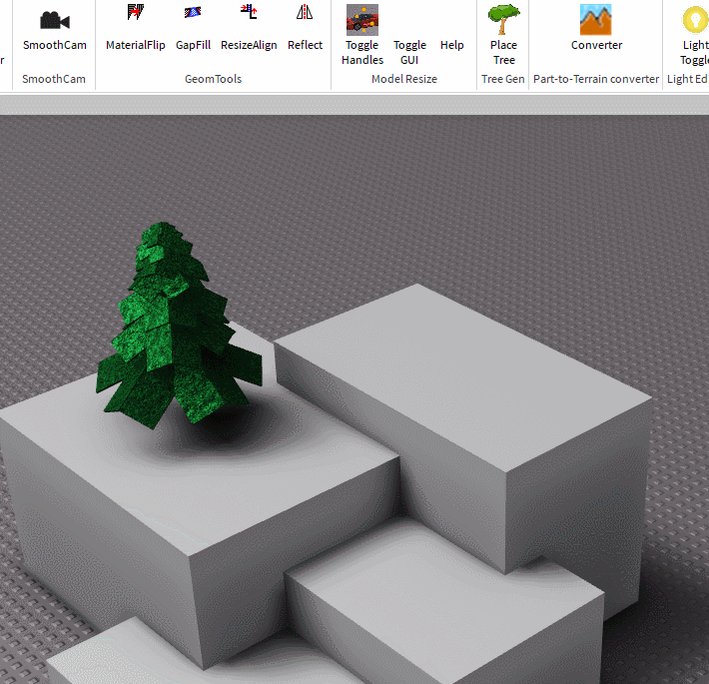 Aspirerbxdev On Twitter Plugin Spotlight Part To Terrain By Tigercaptain Https T Co Gynn6x4cq8 This Plugin Is Used To Convert Parts Wedges And Spheres Into Smooth Terrain Objects Https T Co Sqtytyveoo - roblox terrain plugin
