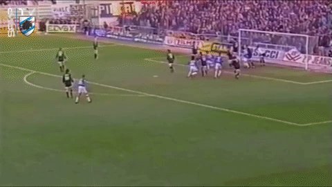 Happy birthday to Juan Sebastián Verón. Here he is - with hair - belting one in for Sampdoria. 