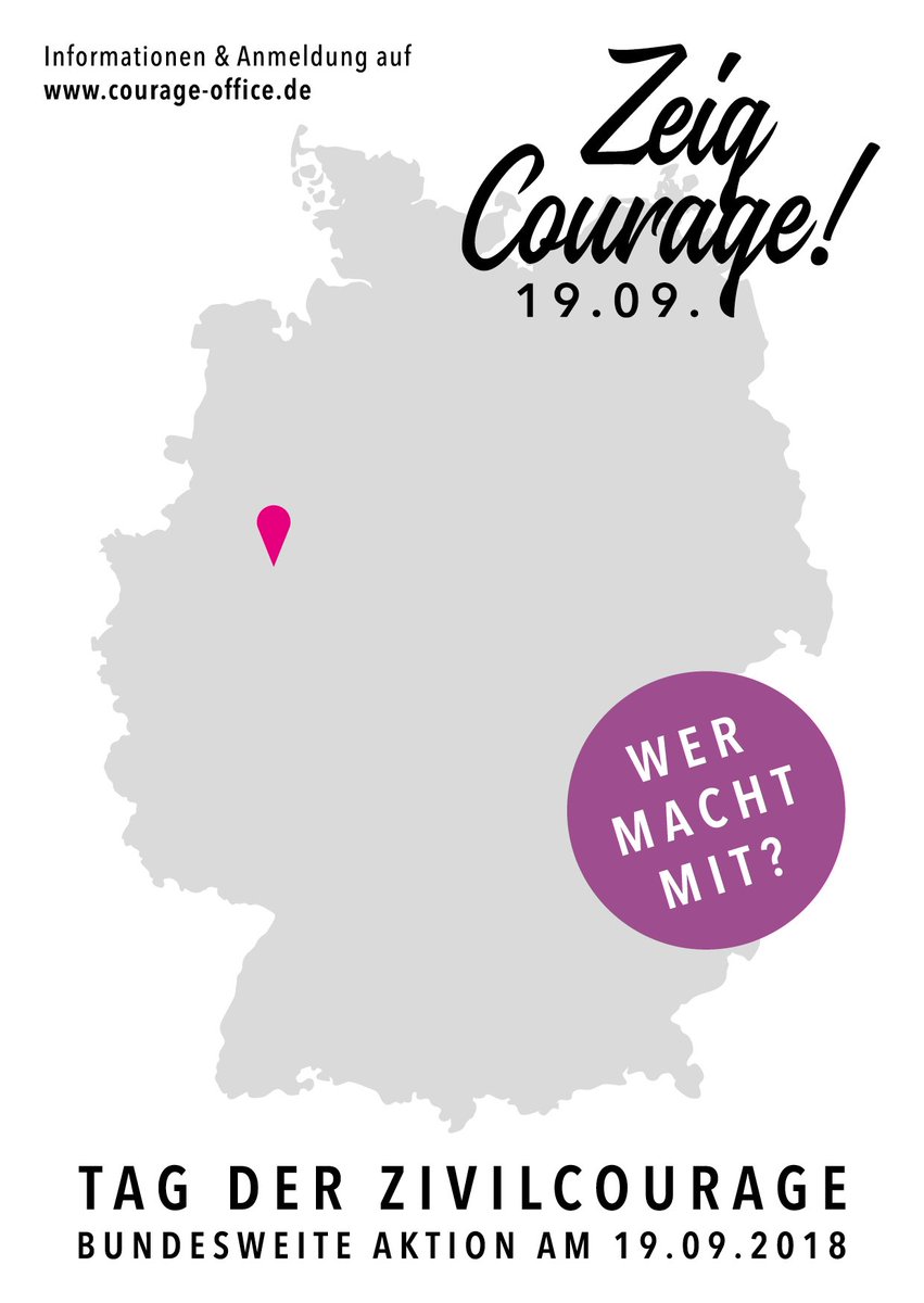 SAVE THE DATE! Tag der Zivilcourage am 19.09.2018 / Meldet euch jetzt mit eurer Aktion an.. http://www.courage-office.de