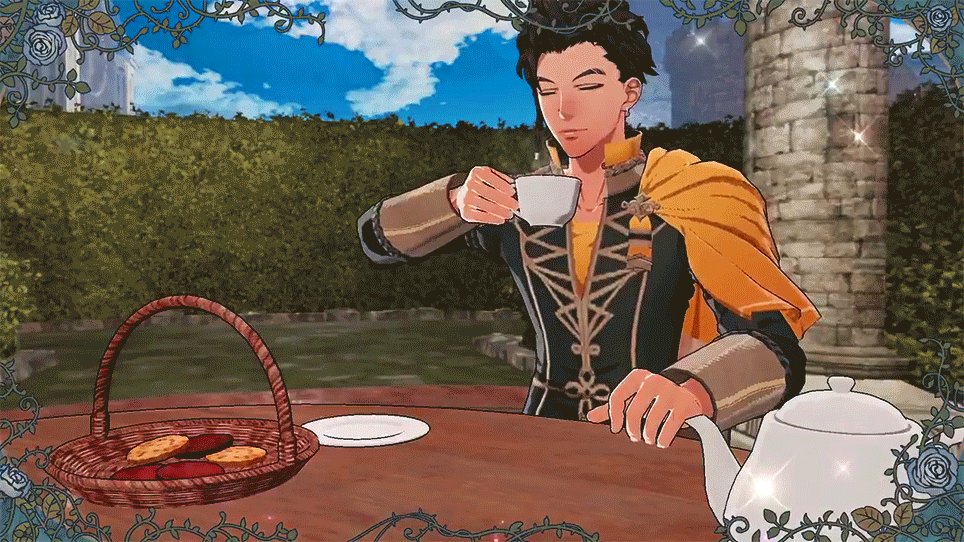 claude burned himself with the hot tea.... he is precious.. #fireemblem