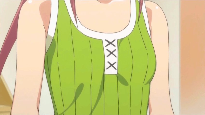Anime girl taking off shirt gif