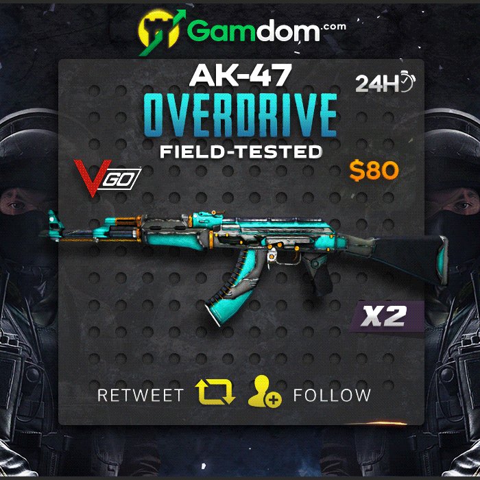 💎 Daily VGO Giveaway 💎
🎁 2x Field-Tested AK-47 | Overdrive 🎁
✅ Retweet
✅ Follow us
✅ Post last 2 characters of your twitter username
2 Lucky winners will be chosen in 24 hours, good luck everyone!