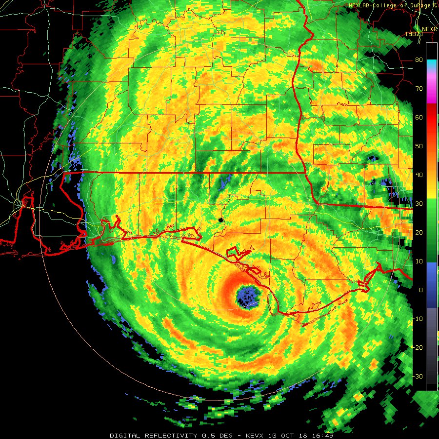 Wx Geek on Twitter: "Here's a 3 hour radar loop of Hurricane #Michael making landfall and moving ...