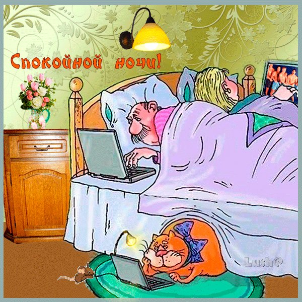 Открытка доброй ночи с юмором