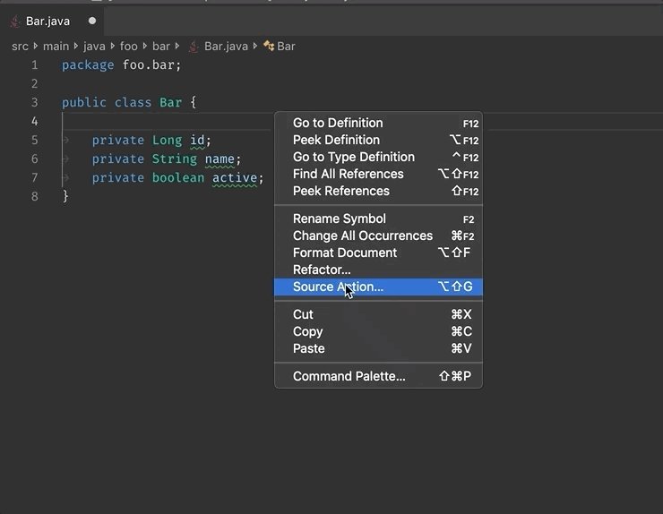 Vscode java on twitter generate all the getters and setters ftw