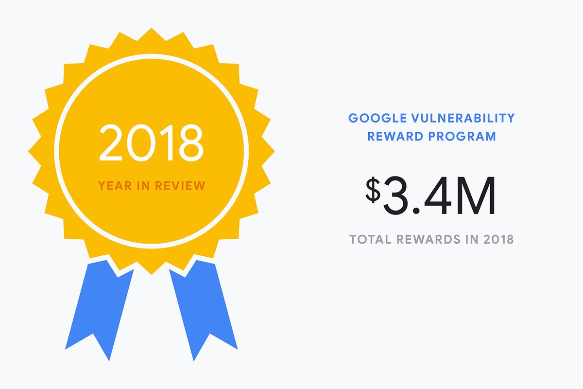 Bugs, be gone. Since 2010, security researchers around the world have identified and reported bugs in Google apps and software through our Vulnerability Rewards Program. Have a look at last year's impact → http://goo.gl/kmqgmv