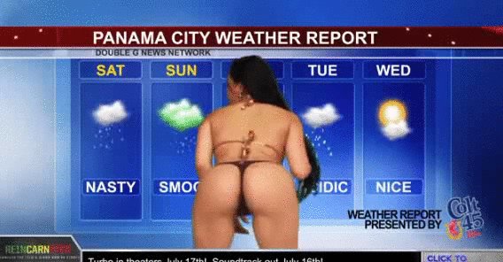 Luscious and sexy weather girl stuns her online viewers with nude report.