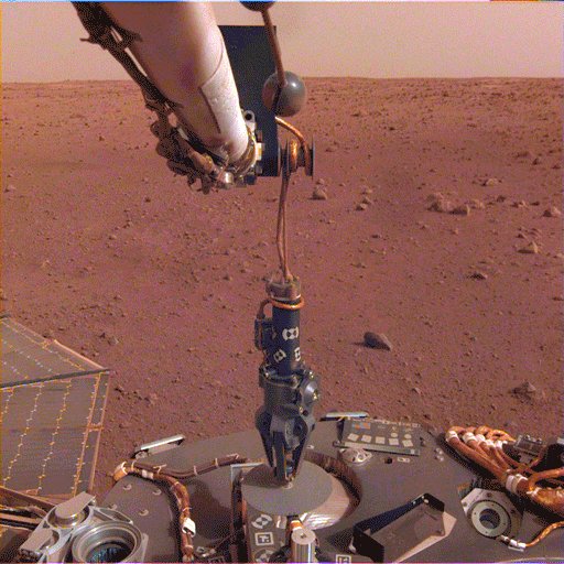 The gang’s all here: my seismometer, its cover, and now the heat flow probe! It’s no easy task to set up such sensitive instruments on the surface of another world. Together we’ll unlock some of #Mars’ deep secrets.