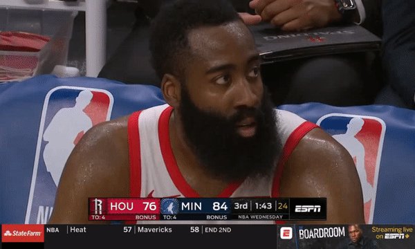 The face you make when the #Twolves are beating you and there is nothing you can do to stop them. #Rockets #HowlightReel @TheHowlRadio #TheHowl #NBA @NBNDashRadio #NothinButNet #AllEyesNorth