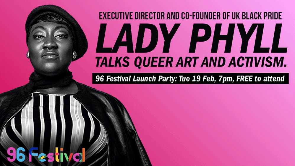 #96Fest launches TONIGHT with an unscripted conversation on #QueerArt and #QueerActivism. FREE to attend! @MarieMcCarthyAD will chair a panel made up of @MsLadyPhyll, @Jan_Gooding, @mcashmanCBE, @LindaRiley8, @zeus_japonicus, #CassieLeon and @rebeccaroot1969! 🎉🎉🎉🎉🎉🎉