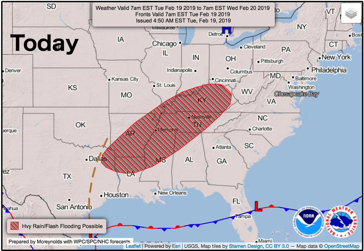 A few days of potentially flooding rains across portions of the Ohio, Tennessee, and Lower Mississippi River Valleys. Check out http://weather.gov for what to expect in your neck of the woods.