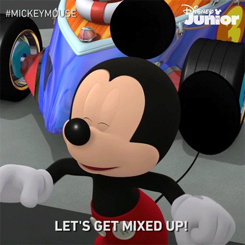 Mickey Mouse sagt "Let's get mixed up"
