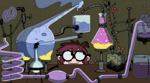 Cartoon science lab with lo...