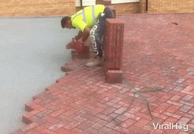 Brick Laying Fast Work GIF