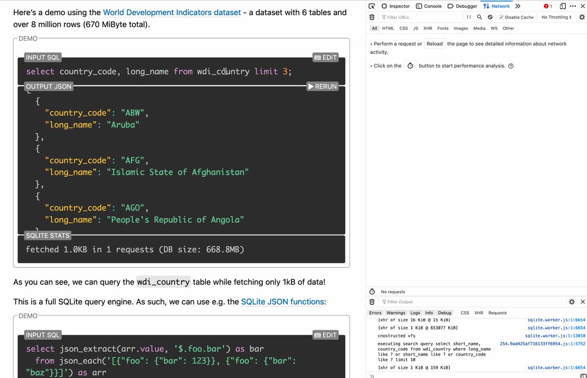 Animated demo showing that query executing wit with the brow