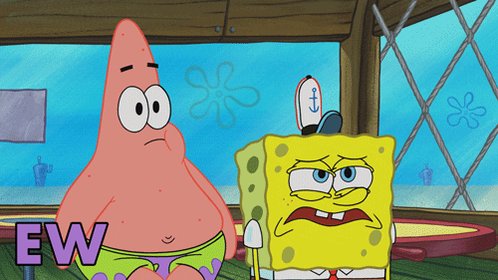 Bob Esponja e Patrick fazendo eeew com cara de nojo