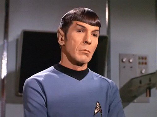 Spock from Star Trek, nodding and saying "logical"