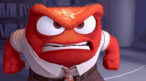 Gif: the character Anger from Pixar film Inside Out. Flames 
