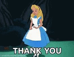 Gif: Alice in Wonderland curtseying. Caption says "Than