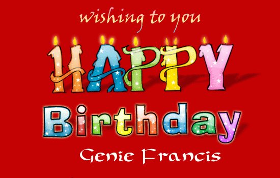 Happy Birthday, Genie Francis! Blessings!  