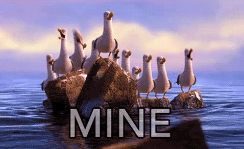 Finding Nemo GIF: Seagulls saying "mine mine mine"