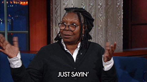 whoopi goldberg shrug GIF by The Late Show With Stephen Colb