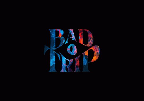 Gif de fundo preto com "Bad trip" escrito em cores