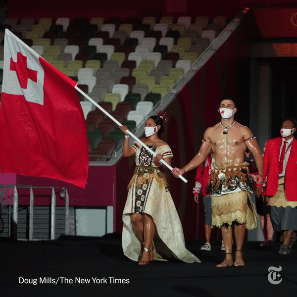 Pita Taufatofua is back for the Tokyo Olympics.
He became an overnight sensation five years ago when he marched shirtless and in a traditional Tongan outfit at the opening ceremonies in 2016 and 2018. He repeated the performance for this year's ceremony. https://t.co/Oj0FHOVV3a https://t.co/GSiYyDKI8J