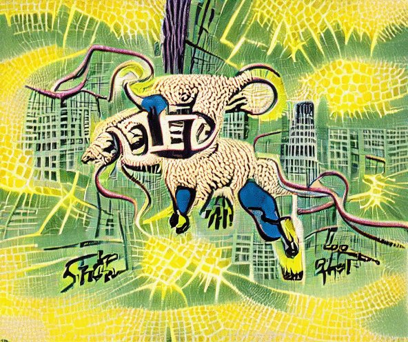 comic book style sheep with...