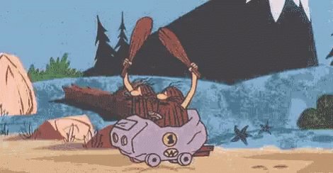Captain Caveman Driving To Work GIF