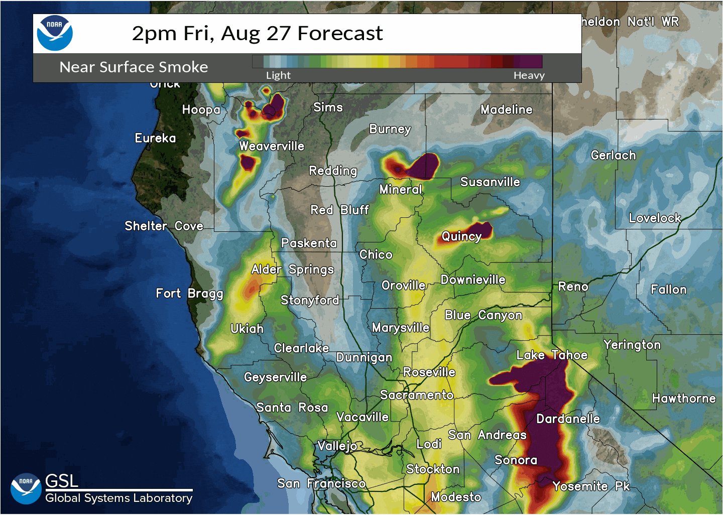 NWS Sacramento on Twitter "Here is an updated smoke forecast for most